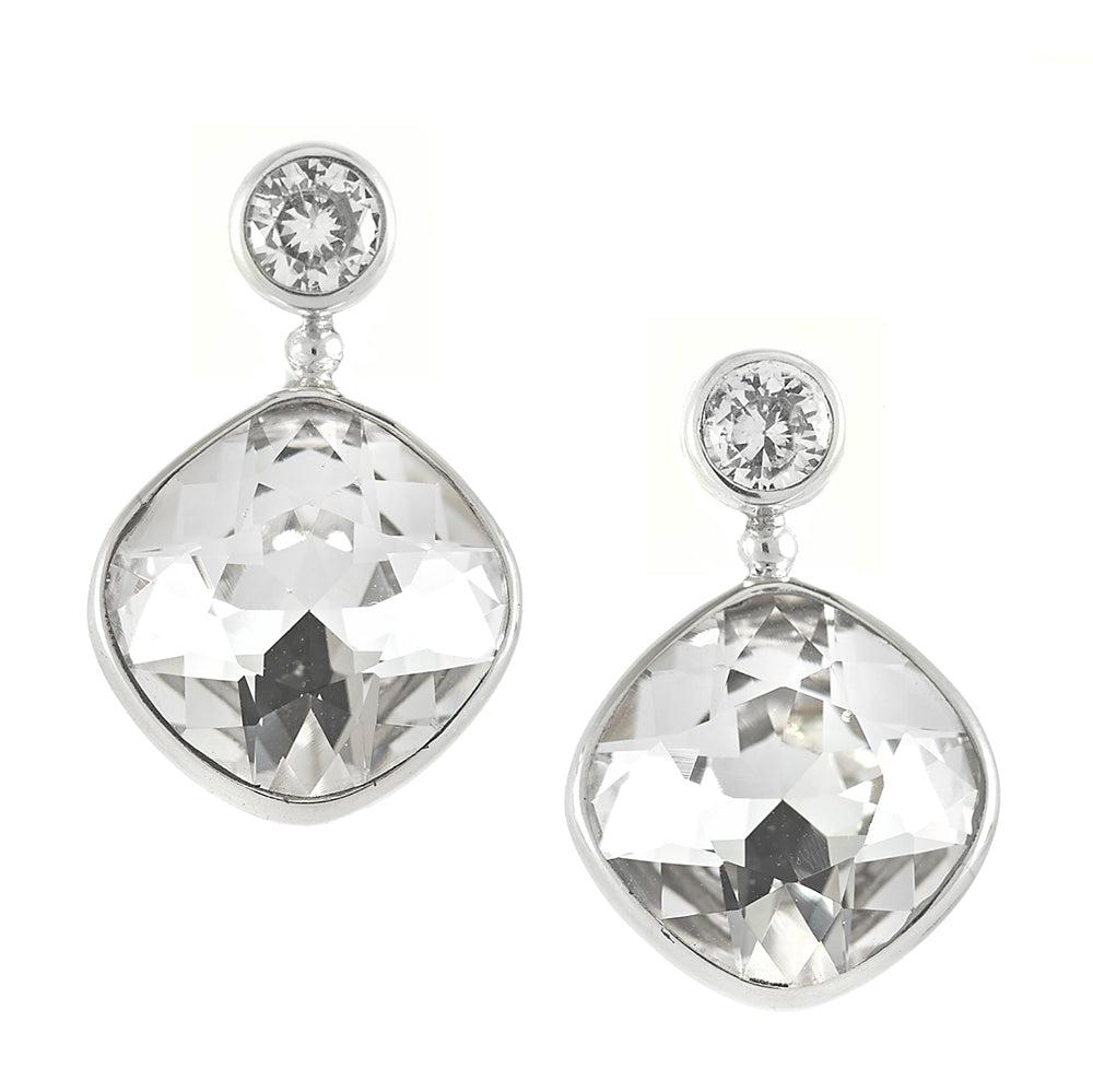 Amanda Cushion Crystal Earrings - Reva Jewellery