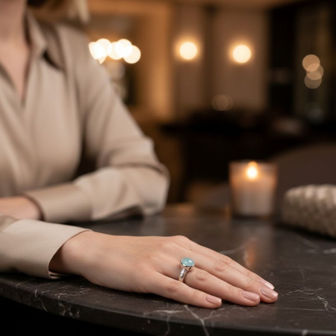 Aria Blue Chalcedony Ring - Reva Jewellery