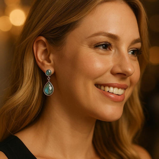 Ira Labradorite Earrings - Reva Jewellery