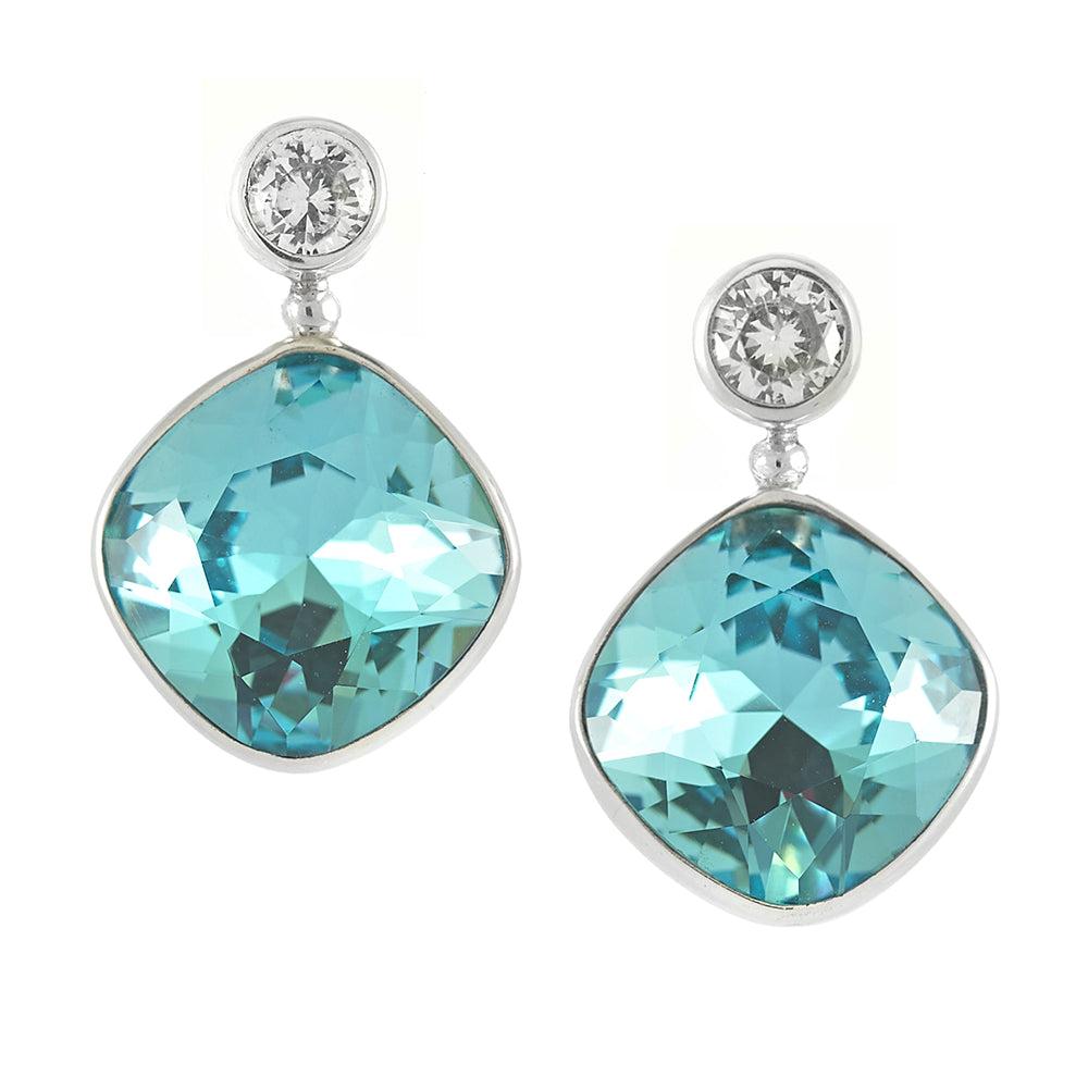 Amanda Cushion Crystal Earrings-Earrings-Reva Jewellery