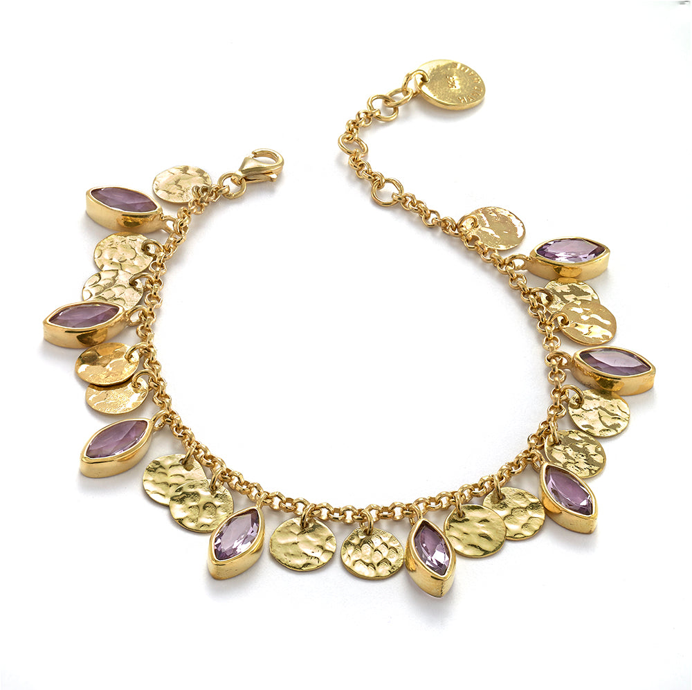 Rio Disc Charms Amethyst Bracelet Vermeil