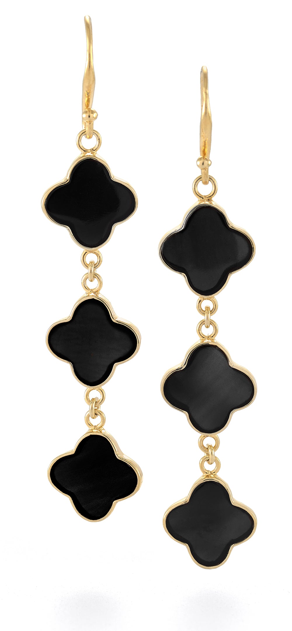 Black Clover Chandelier Earrings Vermeil