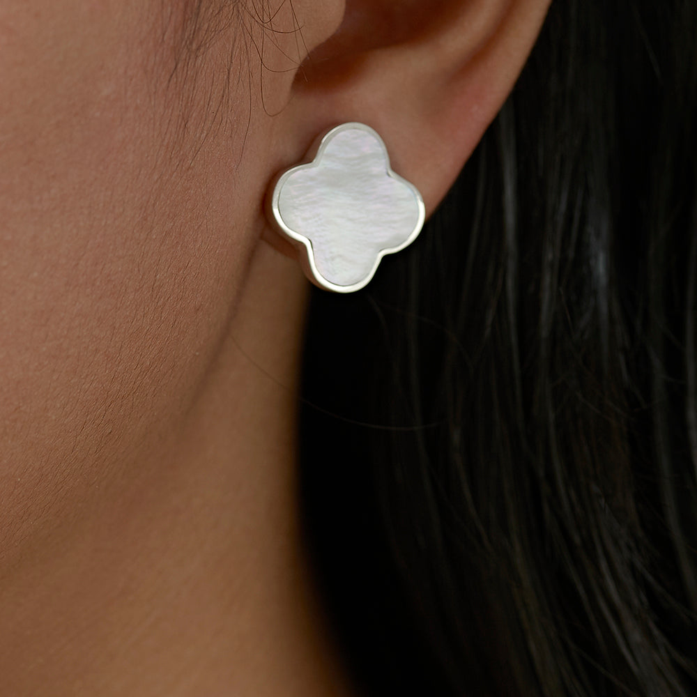 White Clover Stud Earrings