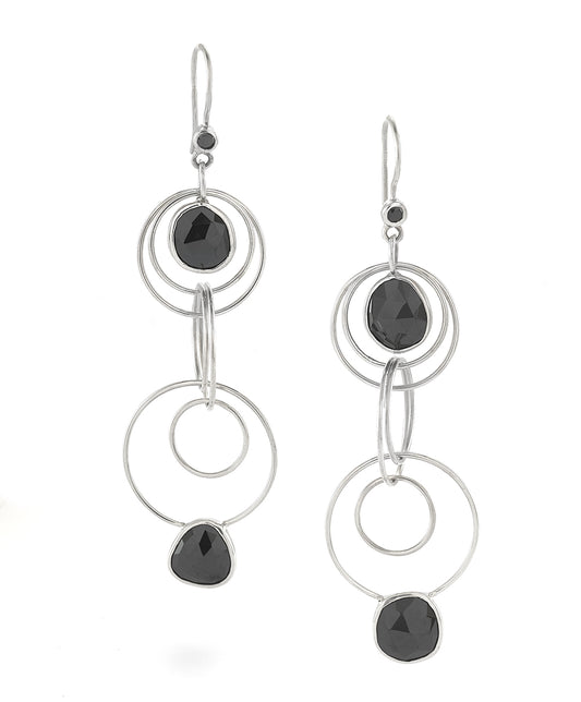Circles Black Earrings - Reva Jewellery