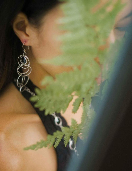 Circles Black Earrings - Reva Jewellery