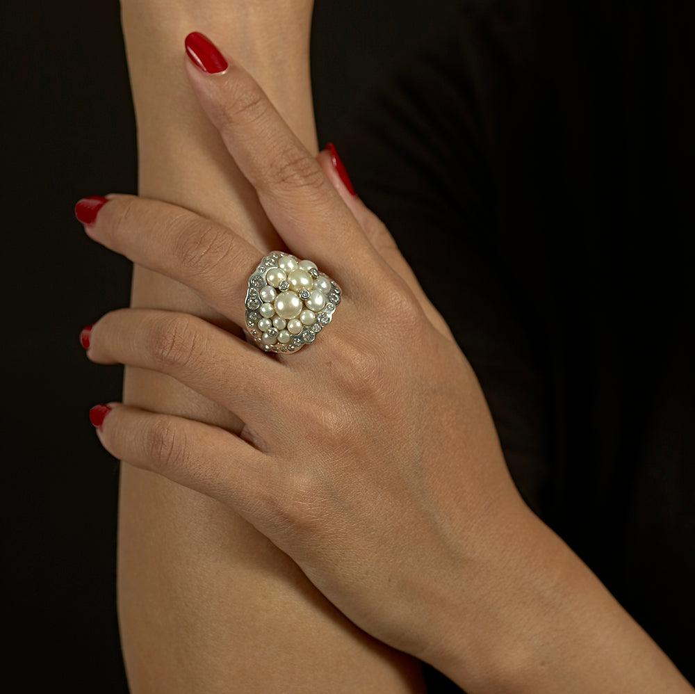 Medusa Pearls Ring - Reva Jewellery