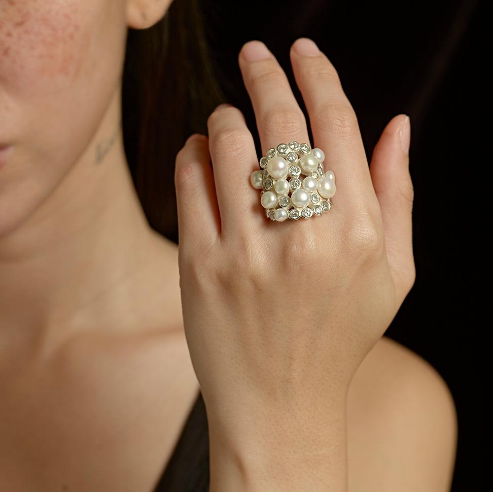 Salma Pearls Ring - Reva Jewellery