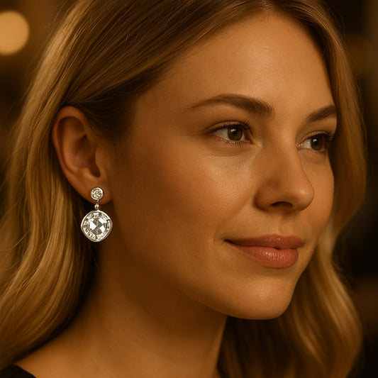 Amanda Cushion Crystal Earrings - Reva Jewellery