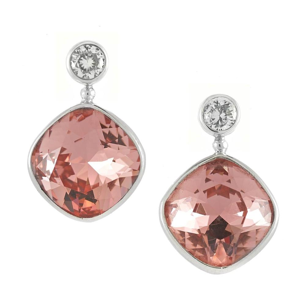 Amanda Cushion Crystal Earrings - Reva Jewellery