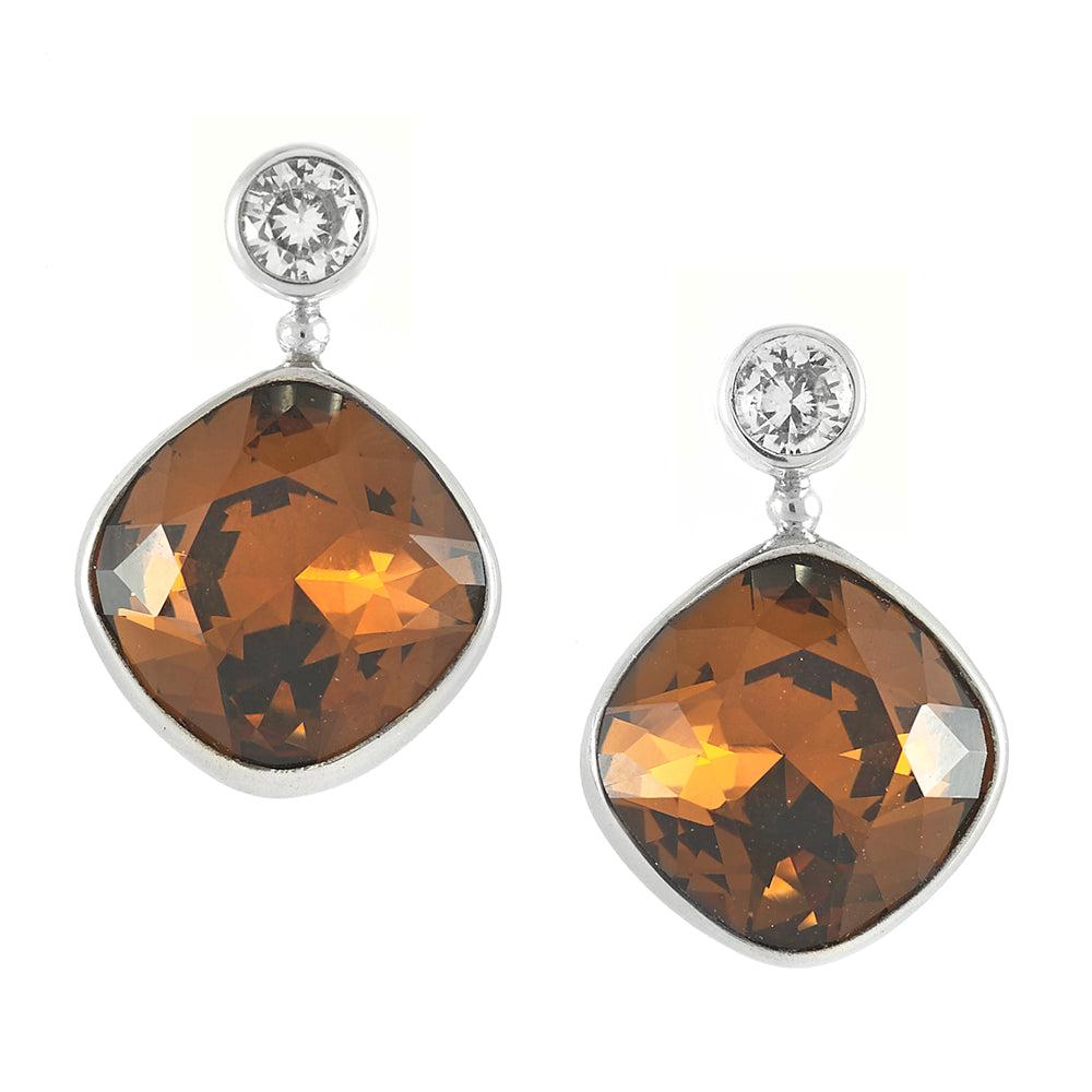 Amanda Cushion Crystal Earrings - Reva Jewellery