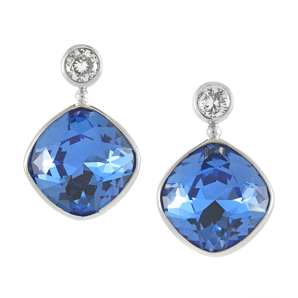 Amanda Cushion Crystal Earrings - Reva Jewellery
