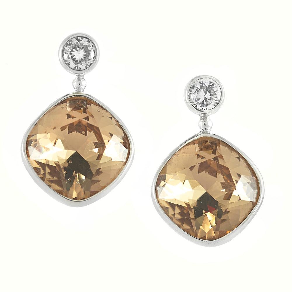 Amanda Cushion Crystal Earrings - Reva Jewellery