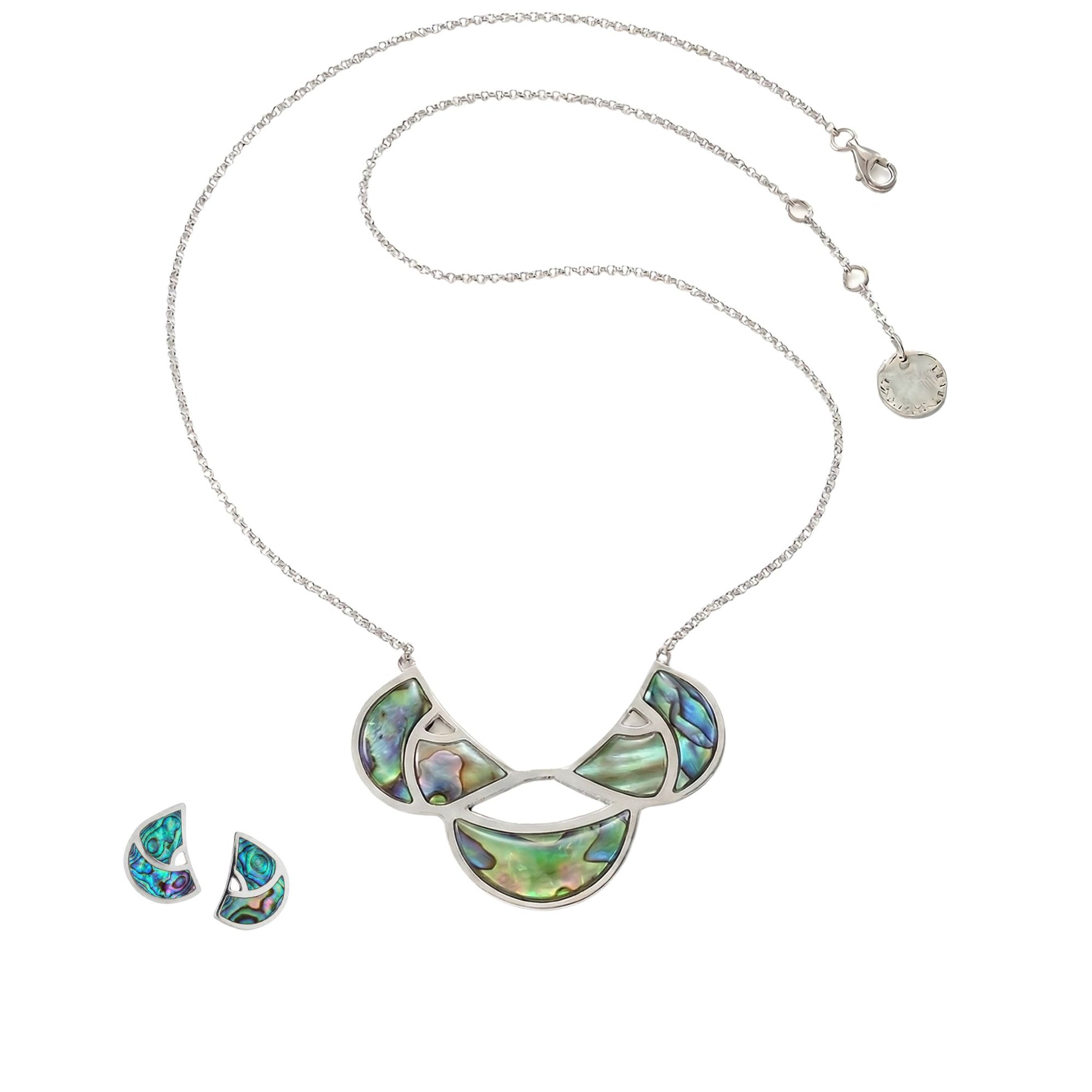 Arc Paua Shell Necklace and Earrings Set - Reva Jewellery