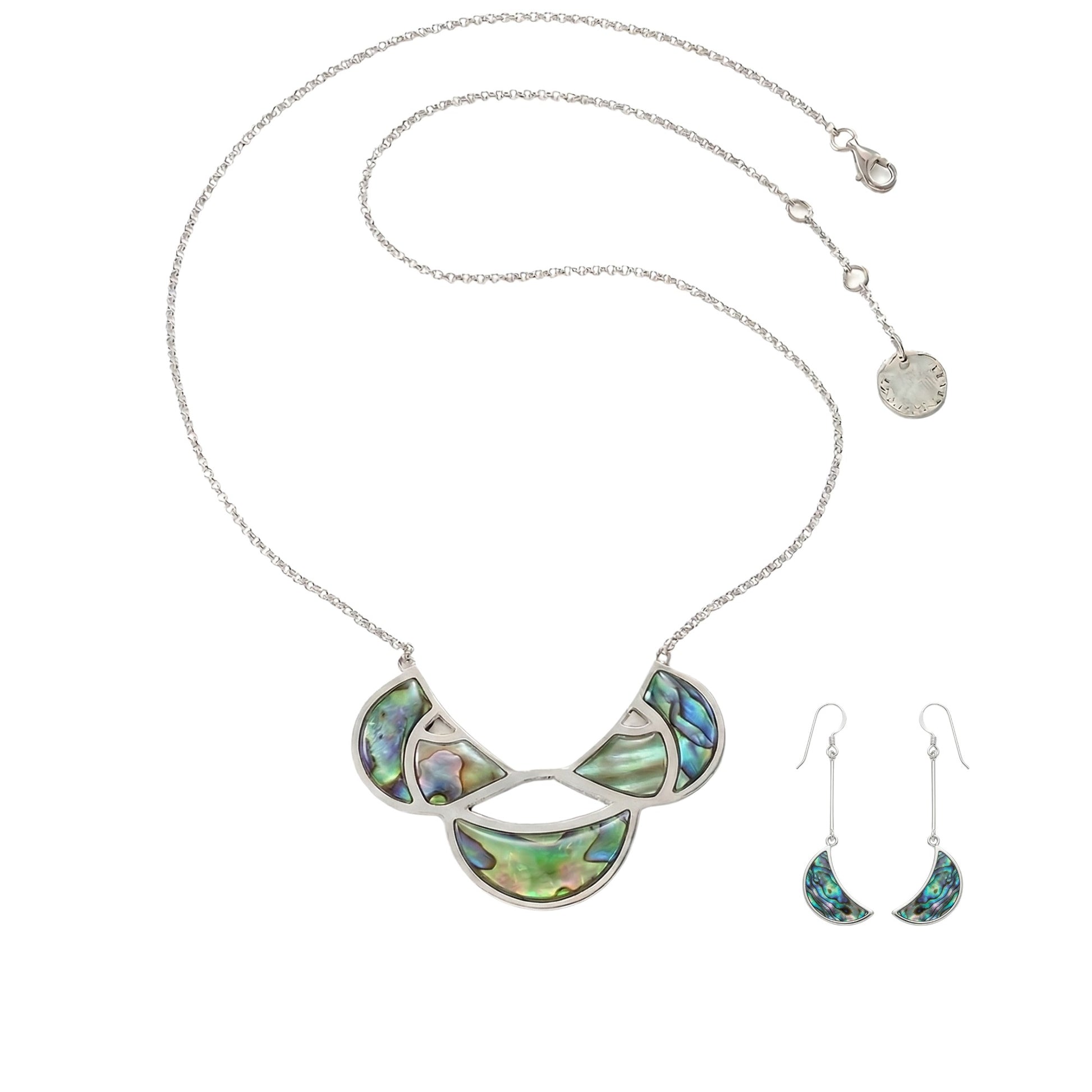 Arc Paua Shell Necklace and Earrings Set - Reva Jewellery
