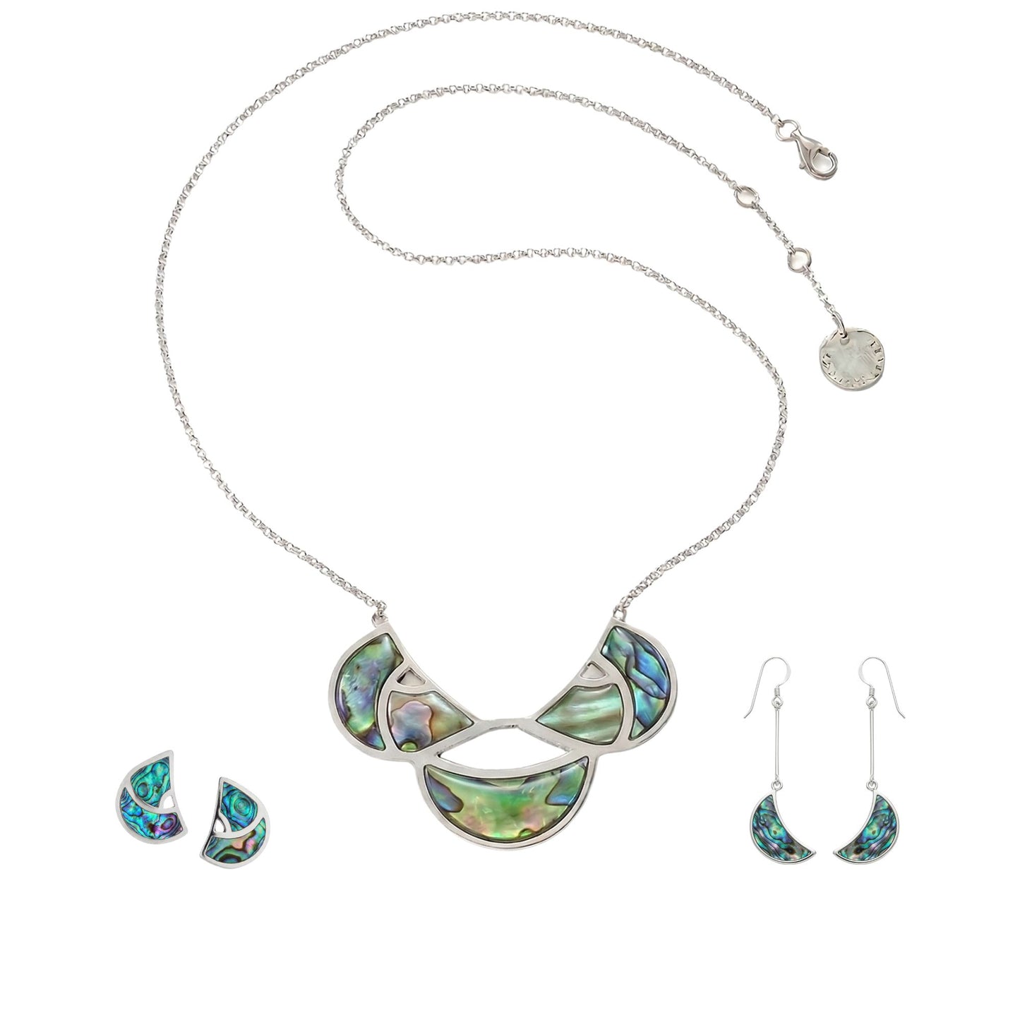 Arc Paua Shell Necklace and Earrings Set - Reva Jewellery