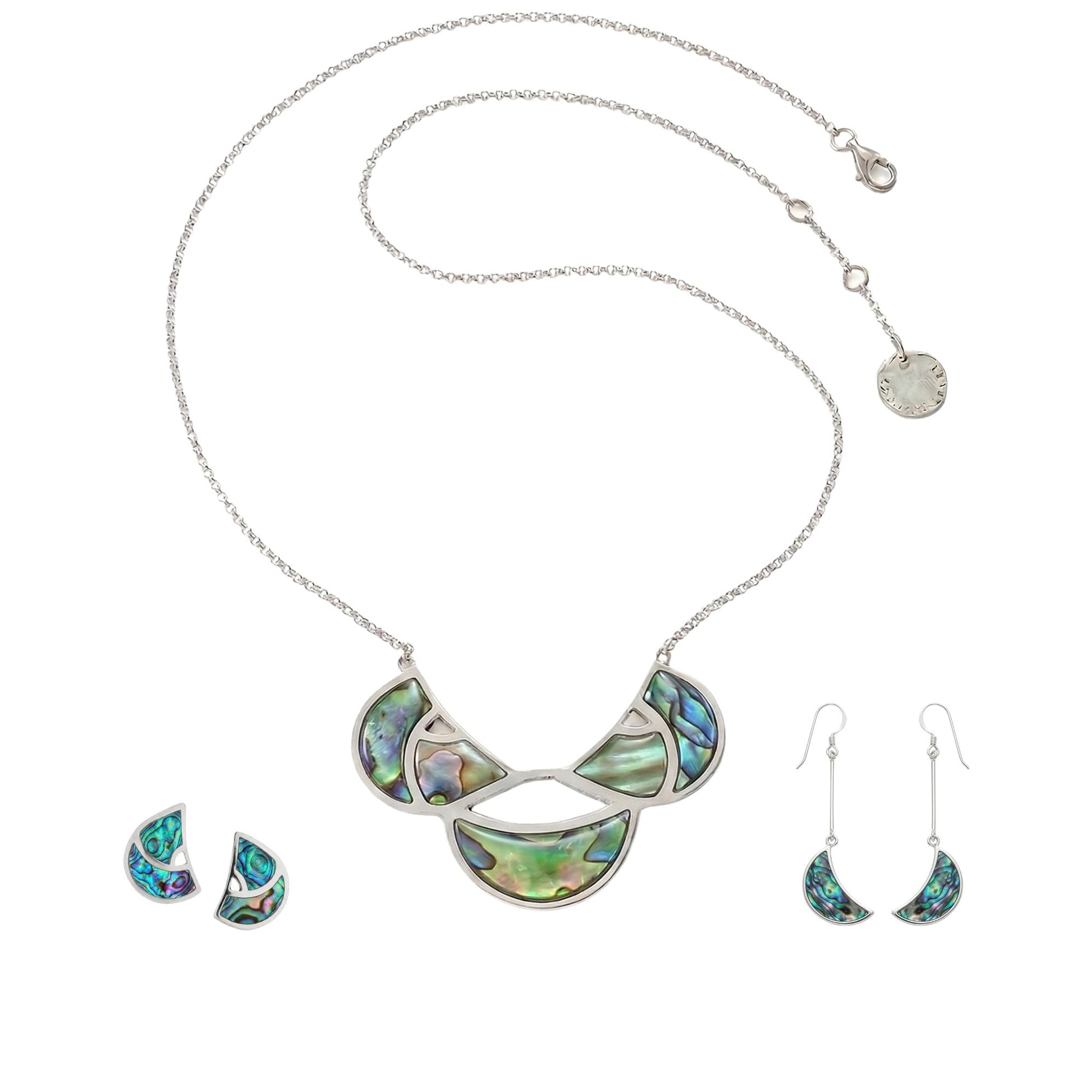 Arc Paua Shell Necklace and Earrings Set - Reva Jewellery