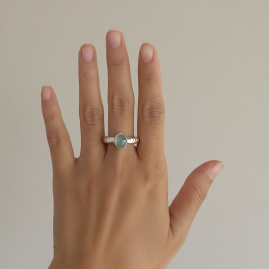 Aria Blue Chalcedony Ring - Reva Jewellery