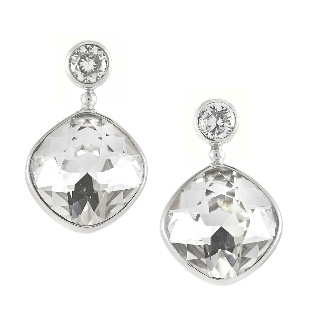 Amanda Cushion Crystal Earrings - Reva Jewellery