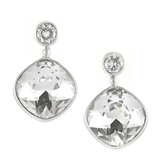 Amanda Cushion Crystal Earrings - Reva Jewellery