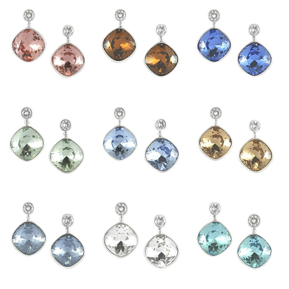 Amanda Cushion Crystal Earrings - Reva Jewellery