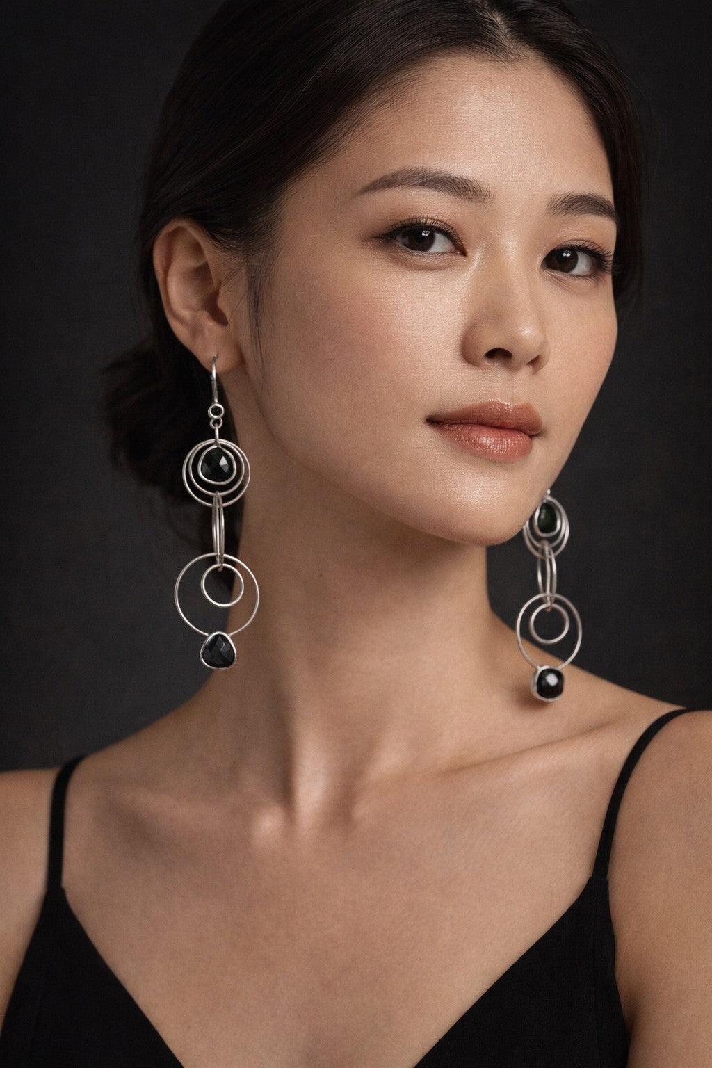 Circles Black Earrings - Reva Jewellery