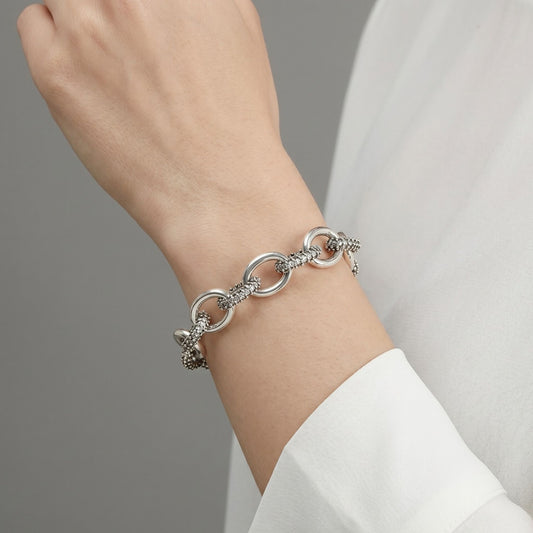 Dare Silver Granulated Bracelet - Reva Jewellery