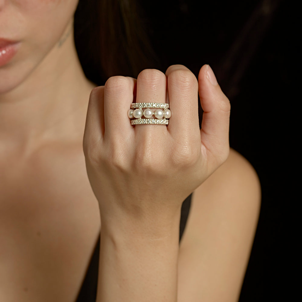 Lila Pearls Ring - Reva Jewellery