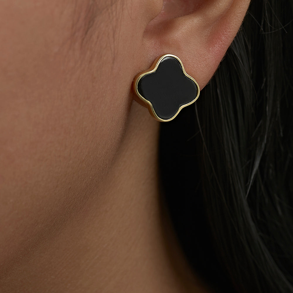 Anting Stud Black Clover Vermeil