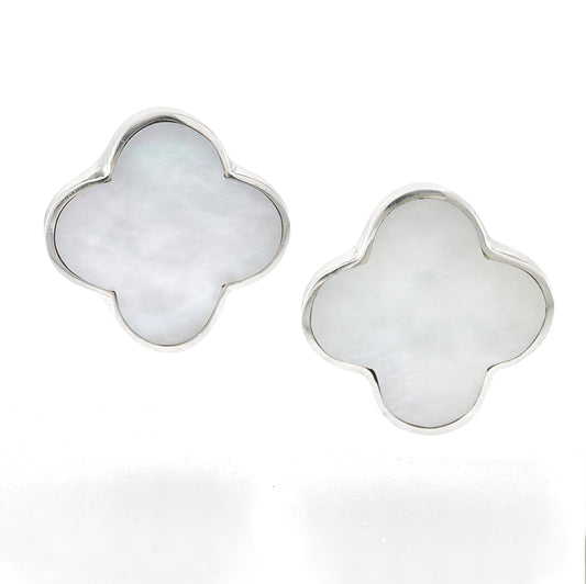 White Clover Stud Earrings - Reva Jewellery