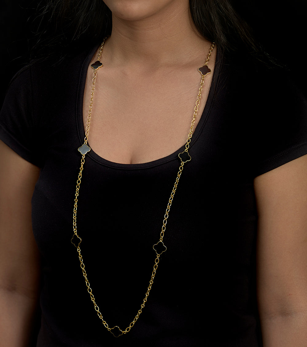 Black Clover Chain Necklace Vermeil