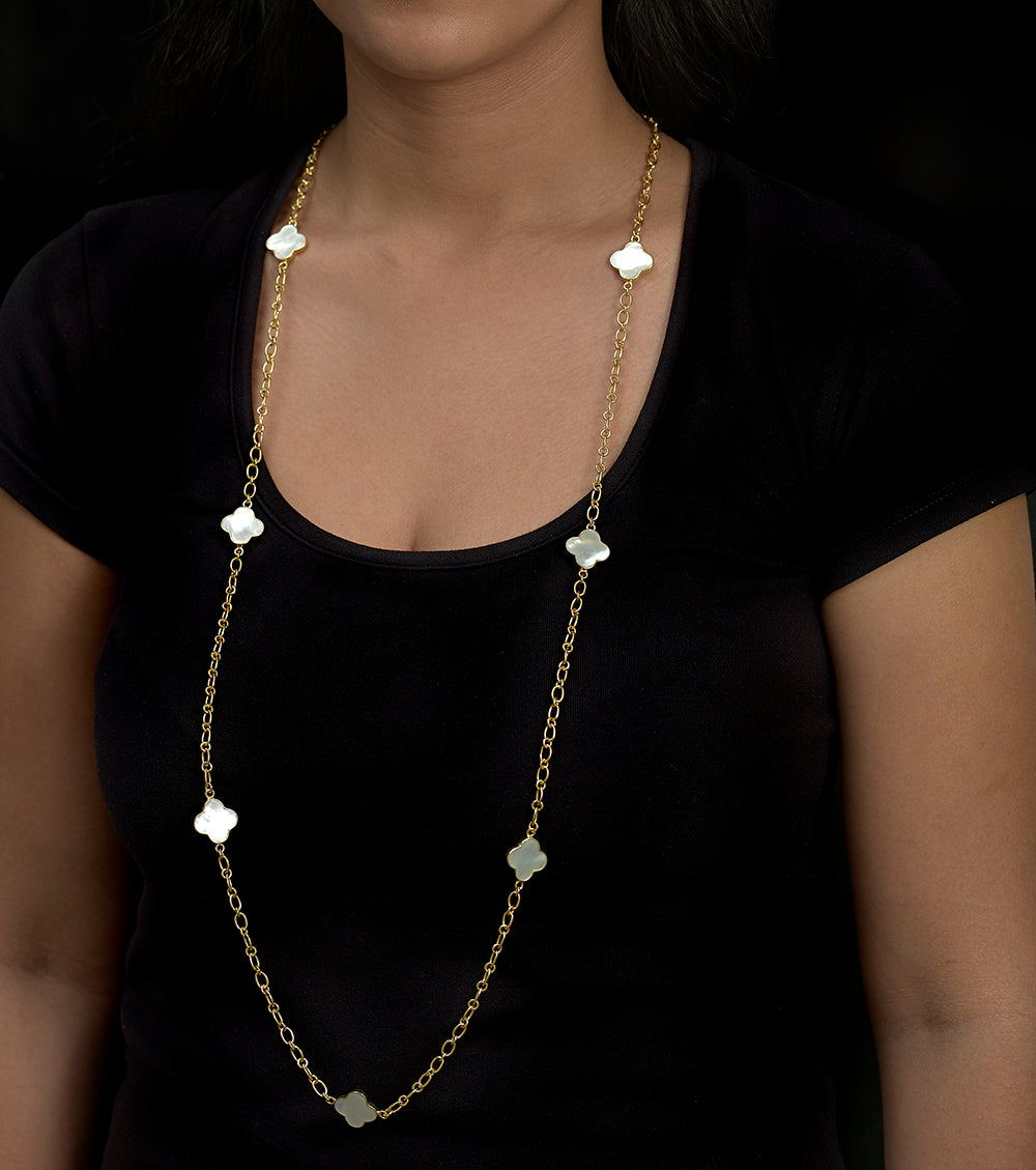 White Clover Chain Necklace