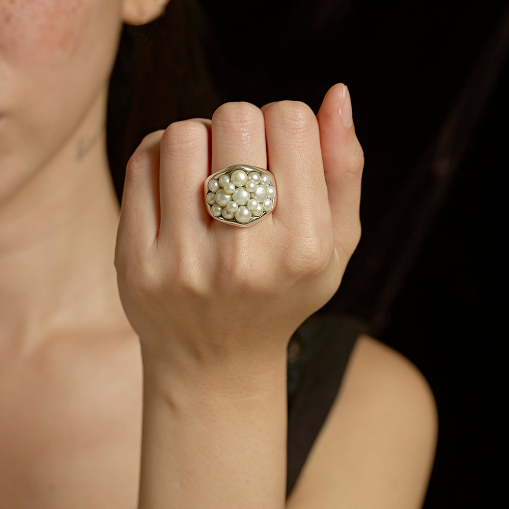 Cluster Pearls Ring - Reva Jewellery