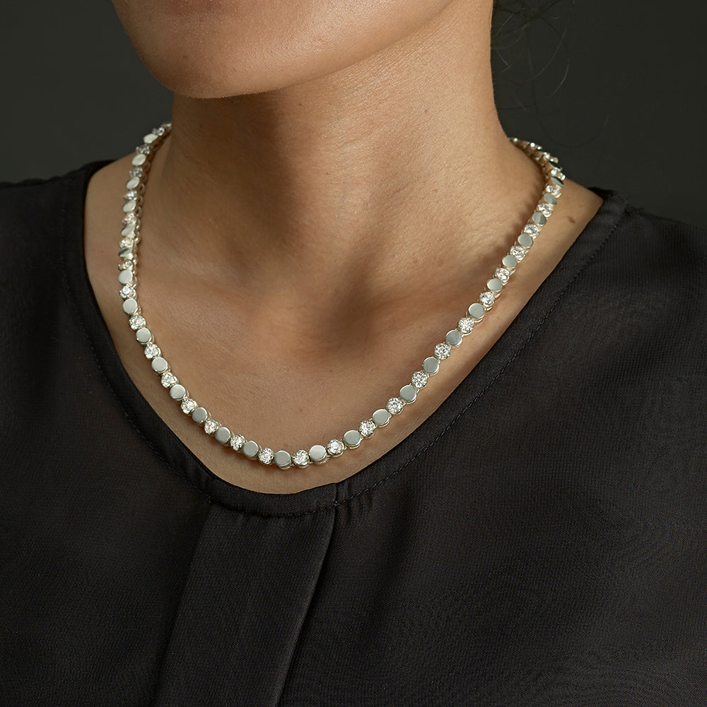 Ayla White Disc Necklace - Reva Jewellery